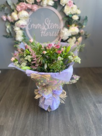 Emms Stems Choice Bouquet - Beautiful mix of lovely flowers chosen by Emms Stems and finished in a lovely luxury Gift Wrap.