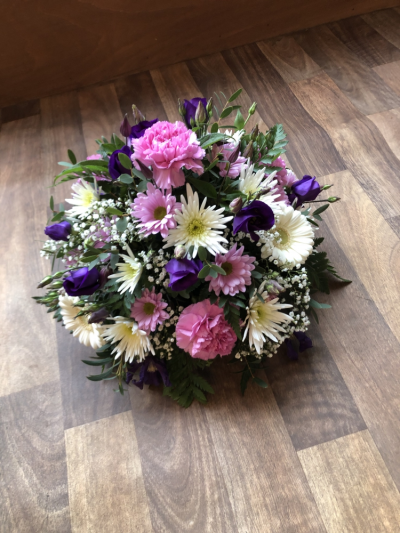 Posy - Posy Arrangement Tribute. Made in Pinks and Creams in seasonal Flowers