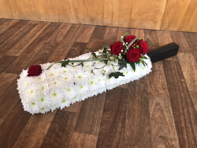 Cricket Bat - Cricket Bat with Red Rose Spray Flowers. These can be in your colour choice.