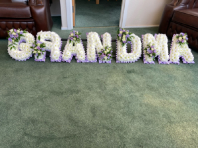 GRANDMA  - GRANDMA Letters- Lilac Ribbon and lilac flower sprays 
