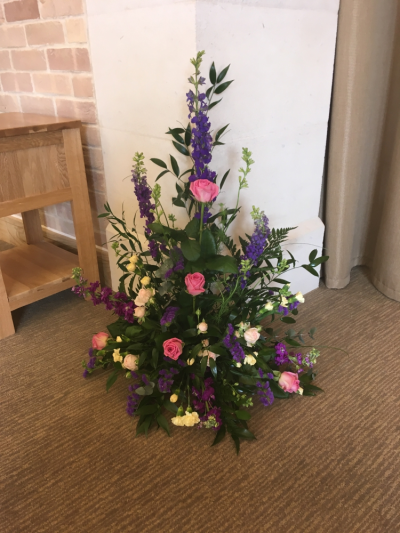 Floor Arrangement - Arranged for Cromer Crematorium to be positioned on the floor to the Left of the Catafault. I would recommend on having one placed either side. These Arrangements add a nice bit of colour to a sad day.