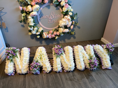 NANNY Letters - NANNY- Lilac Ribbon and Lilac flower sprays