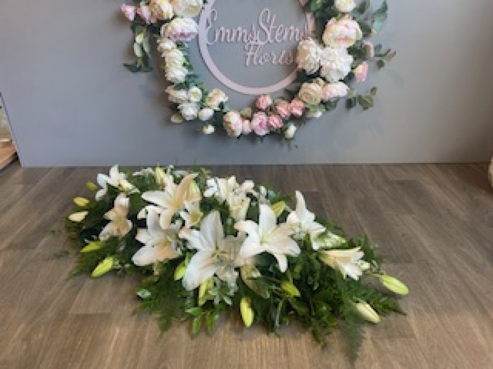 White Lily Casket Spray