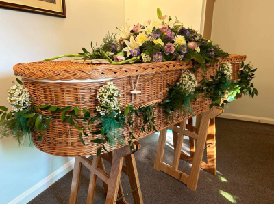 Garland - Casket Garland with foliage and flower posies