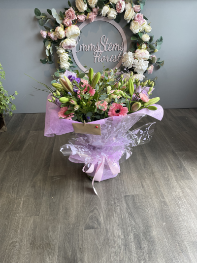 Blushing Meadow - Seasonal bouquet including lilies.
