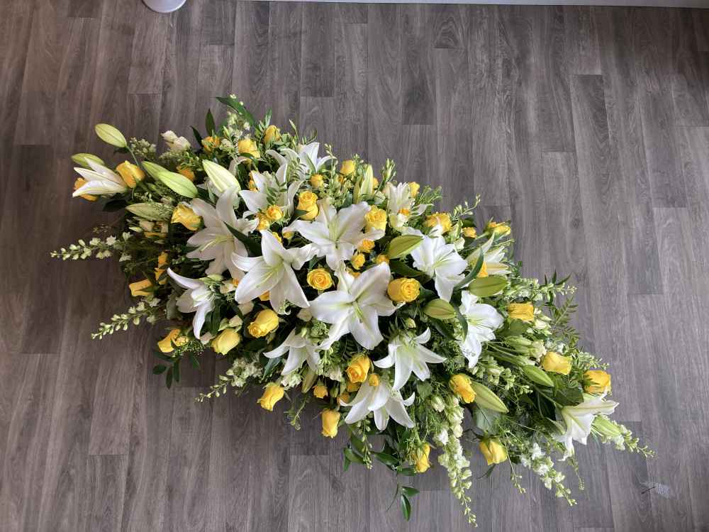 Yellow & White Casket Spray