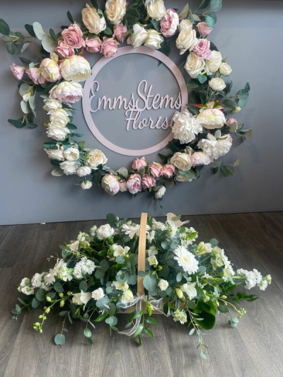 Missing you - Stunning all White flowers arrangement in a basket